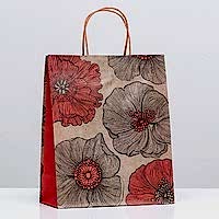 Пакет подарочный крафтовый "Цветы"